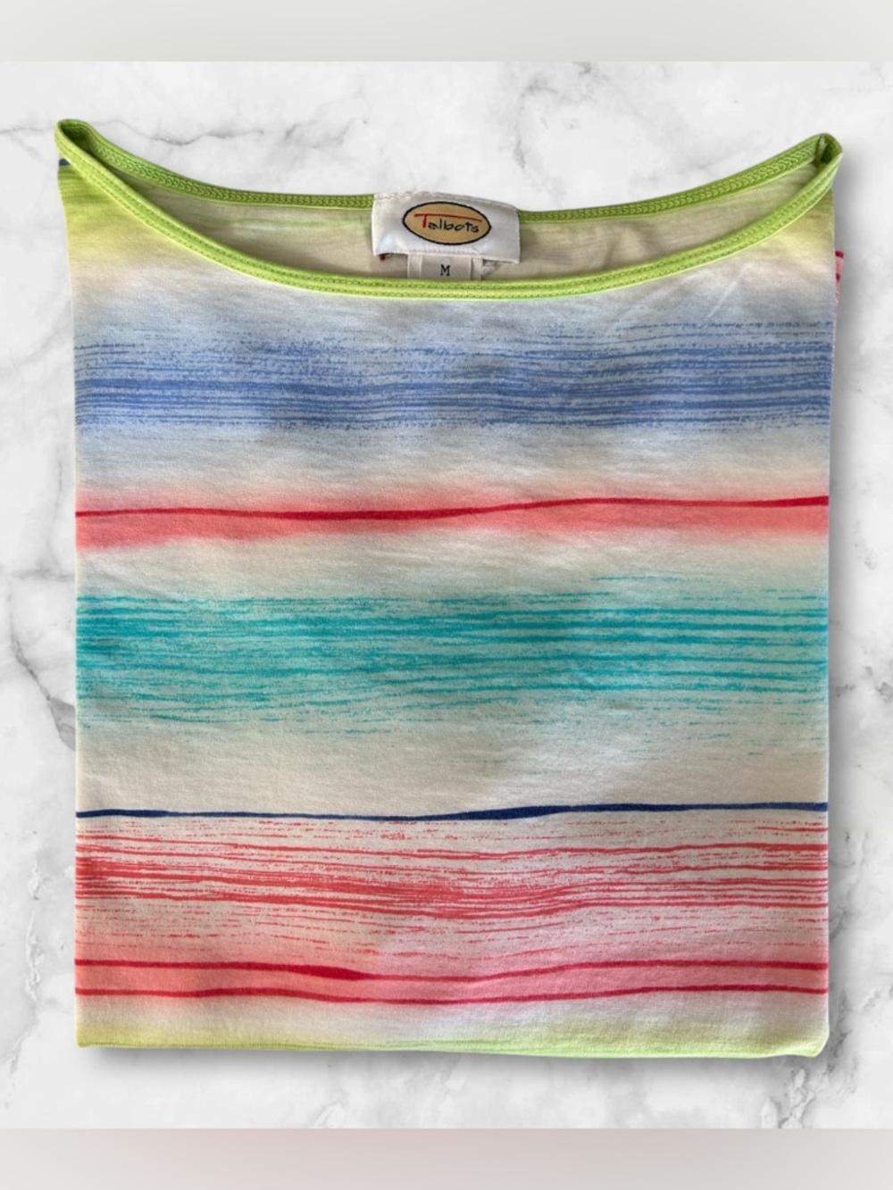 Talbots Multicolor Provincetown Striped Pima Cotton Long Sleeve Tee Size M - Picture 3 of 9